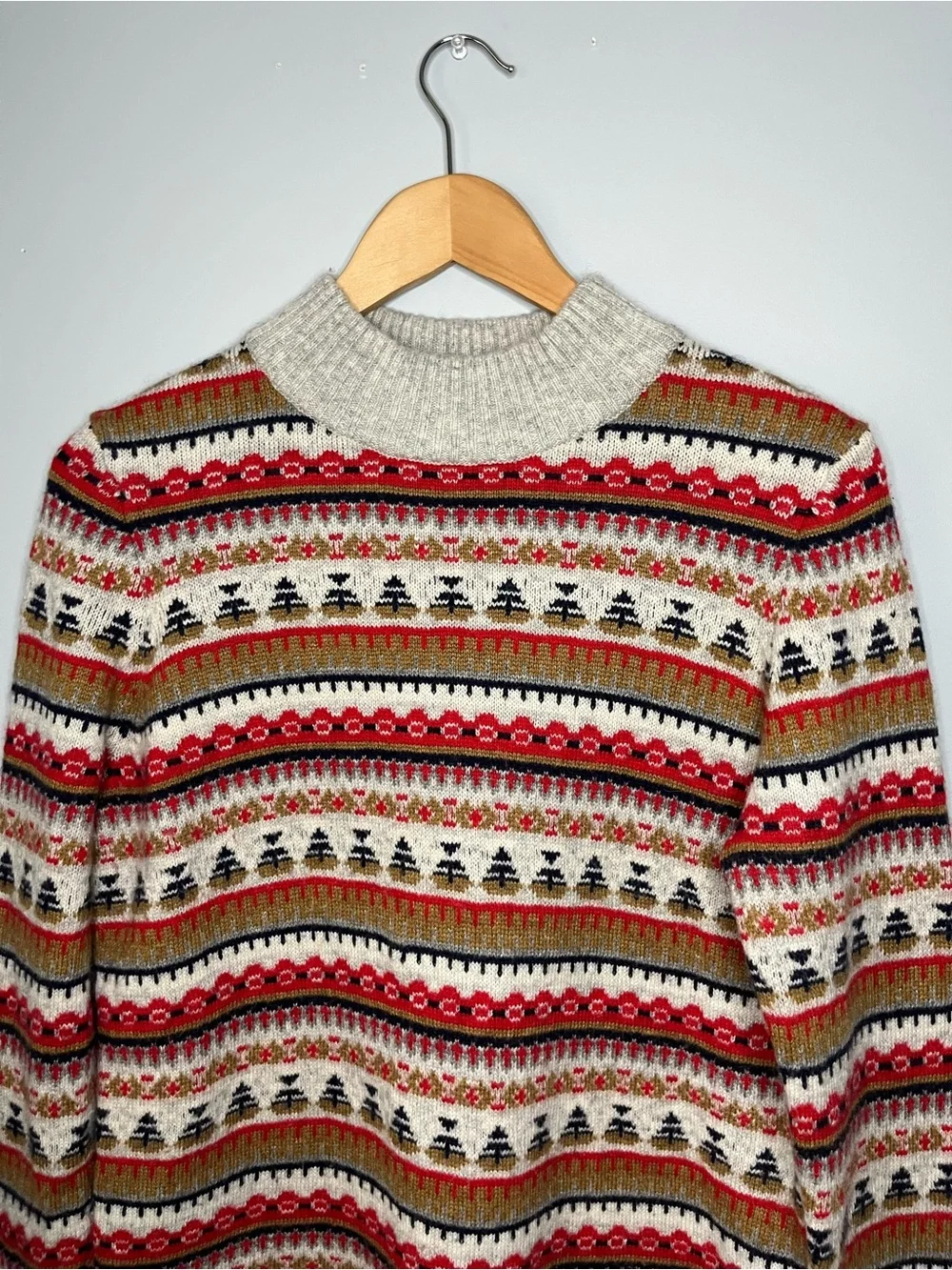 J. Crew Fair Isle Mockneck Lambswool Blend Sweater Size Medium